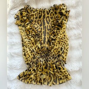 Rare Dolce & Gabbana silk button up leopard print blouse